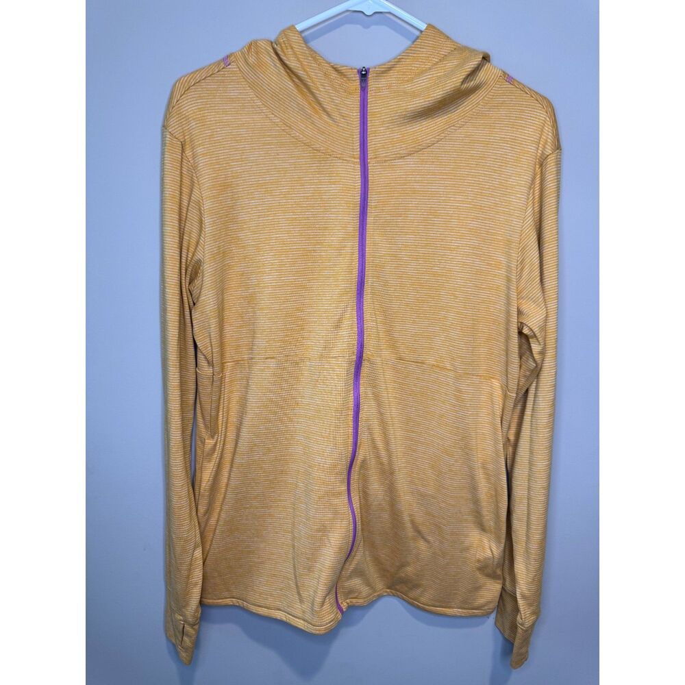 Columbia Golf Zip Hoodie Womens L Yellow Striped Lightweight Jacket Athletic